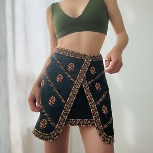 Free People | Embroidered Wrap Mini Skirt